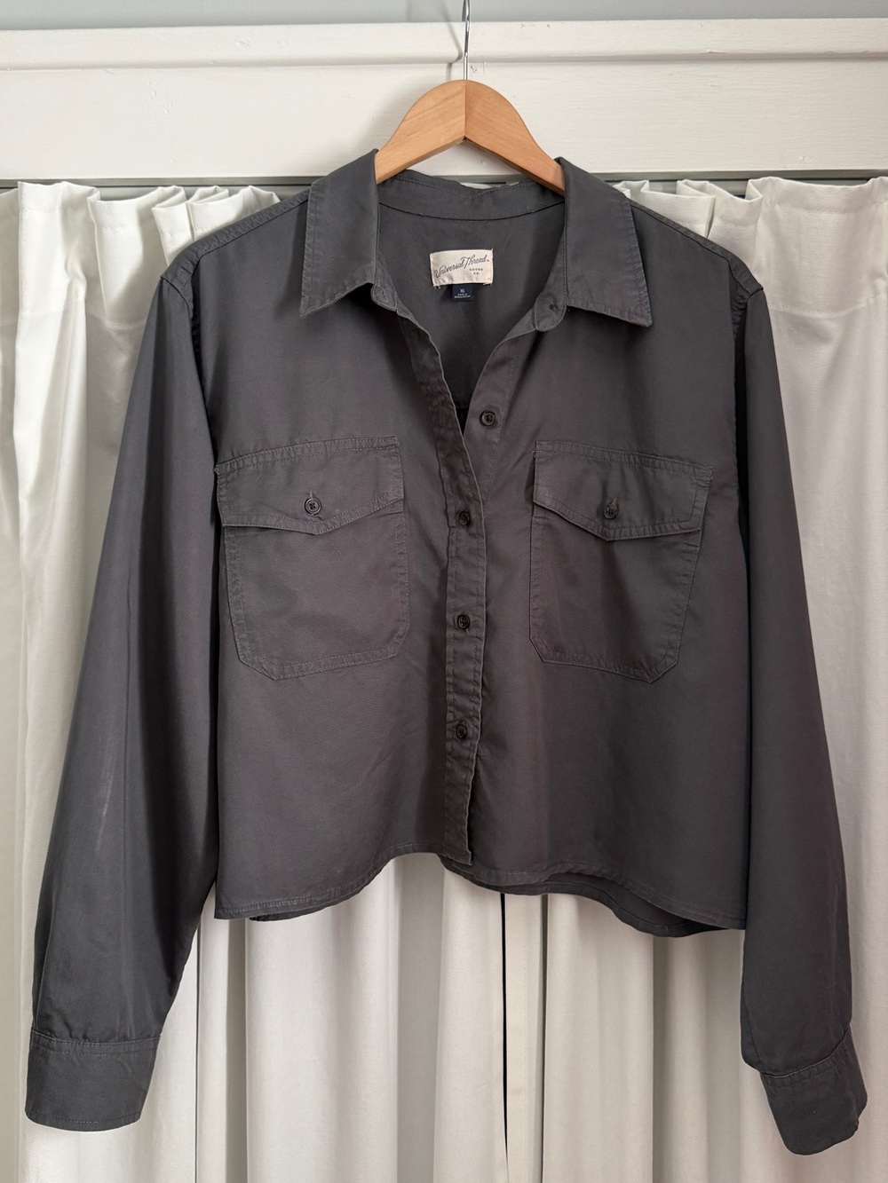 Women's Charcoal Button-Front Utility Shirt